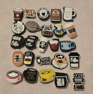 25pcs/set Coffee Cups Shoes/Crocs Charms